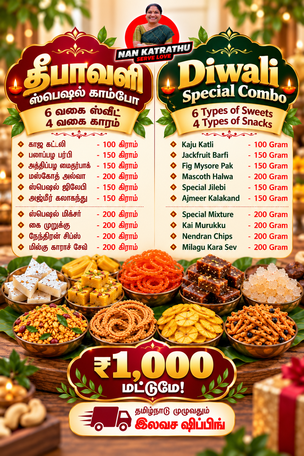Special 6 Variety Sweet 4 Karam Deepavali Combo