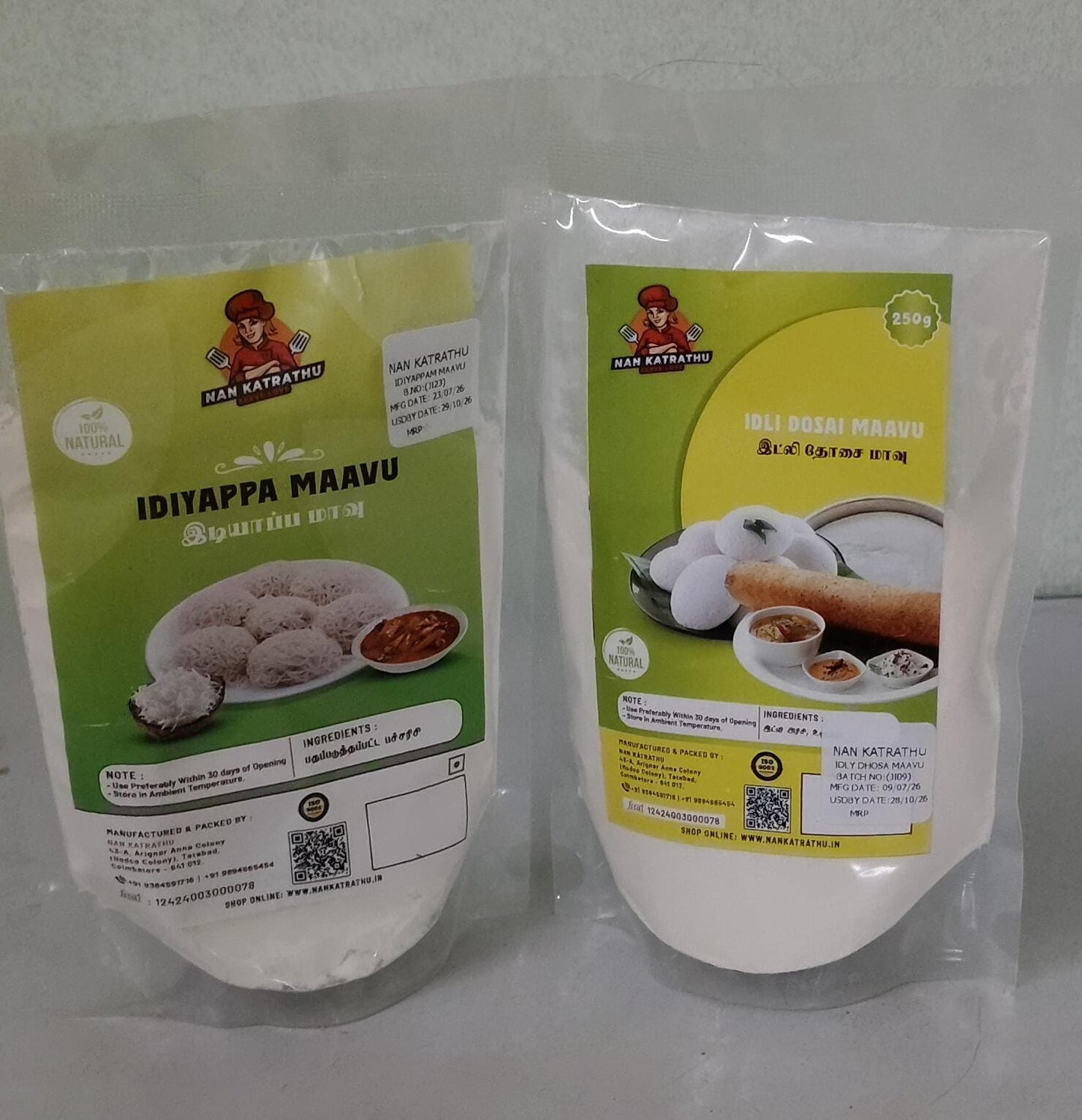 2-in-1 Instant Breakfast Flour Combo – Dosa/Idli Mix & Idiyappam Flour (250g + 250g)