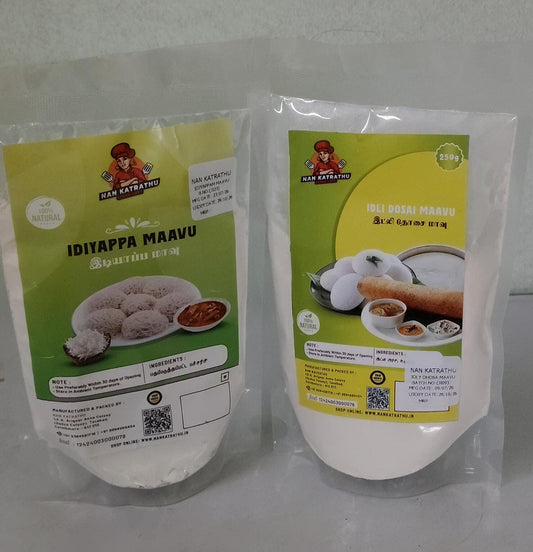 2-in-1 Instant Breakfast Flour Combo – Dosa/Idli Mix & Idiyappam Flour (250g + 250g)